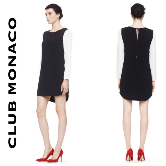Club Monaco Contrast Sheath Dress Black Nude - Picture 1 of 8